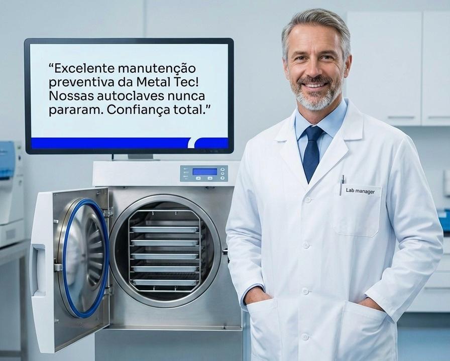 Responsável técnico com autoclave calibrada
